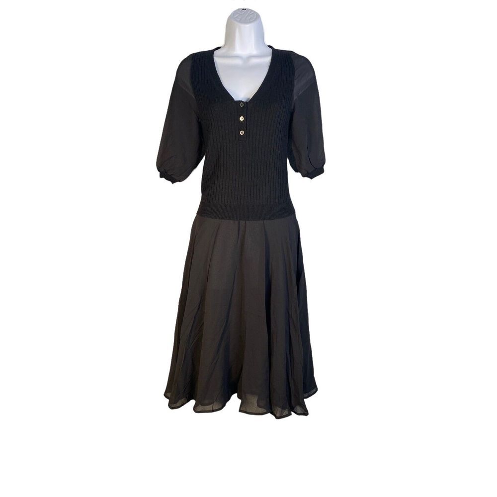 Yumi Kim‎ Womens A-line Button Front Dress Black Cashmere Silk Blend Size Small